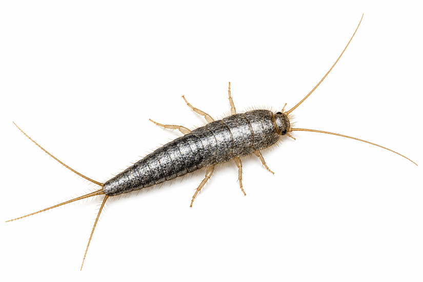 Close-up view of a silverfish